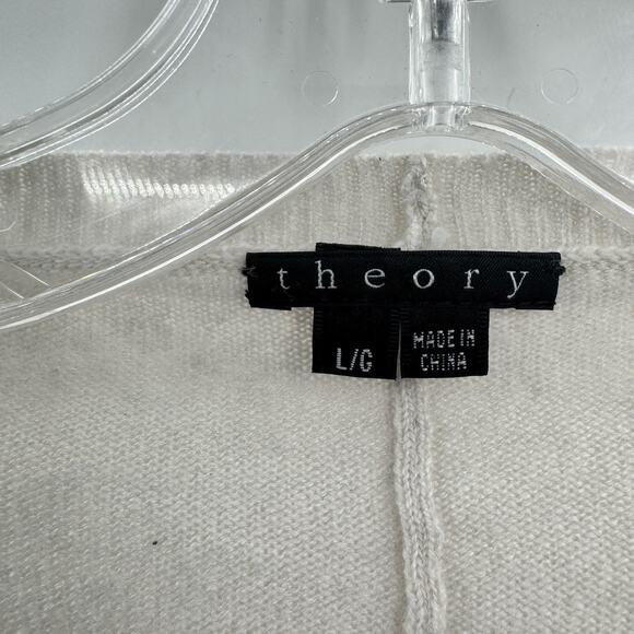 Theory 100% Cashmere Juwan Scoop Neck Sweater Sz L Light Gray Taupe - Picture 5 of 11